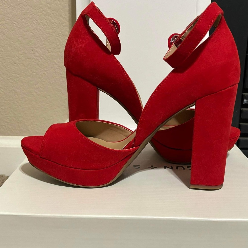 Sun and Stone Heels - Red Velvet